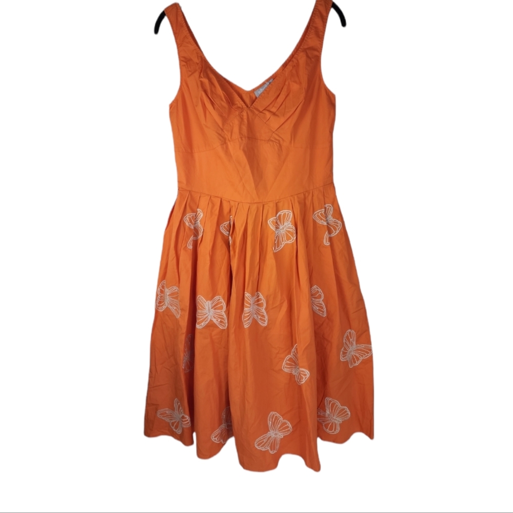NWOT Eshakti Cotton Embroidered Dress Sleeveless Size M 10 Pockets